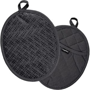 Sugelary Topflappen Black, Hitzebeständig bis 235°C Baumwolle, Design Ofenhandschuh 2er Set