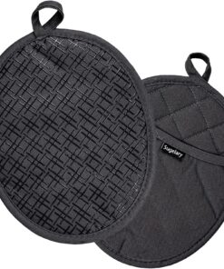Sugelary Topflappen Black, Hitzebeständig bis 235°C Baumwolle, Design Ofenhandschuh 2er Set