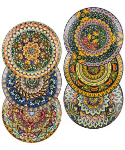 Henten Home Porzellan Teller Set 26 cm 6 Teilig Bunt Muster Groß