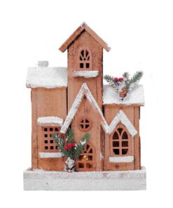 Spetebo LED Holz Weihnachts Haus beleuchtet - Kunstvoller Dekorationswert für Wohnzimmerszenen - Families und Freunde -