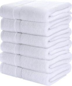 Utopia Towels - 6er-Pack saubere Baumwoll-Badetücher, weich und saugfähig, 60x120 cm, Aufhängeschlaufen, Weiß