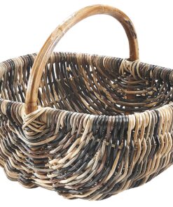 Kobolo Rattankorb geflochten Einkaufskorb - Multicolor Dunkelbraun Rattan Korb