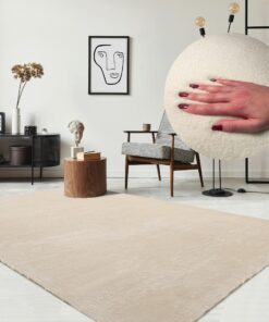 The Carpet Relax kuscheliger Kurzflor Teppich, Super Soft, Beige, 160 x 220 cm OEKO-TEX STANDARD 100 The Carpet Relax