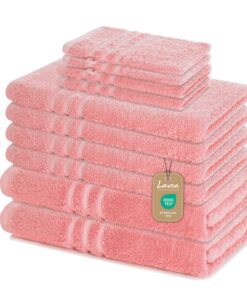 Lavea Pastellrosa Handtuchset - Weich, saugstark & pflegeleicht - 4 x Handtuch, 2 x Duschtuch, 2 x Gästetuch, 2 x Waschh