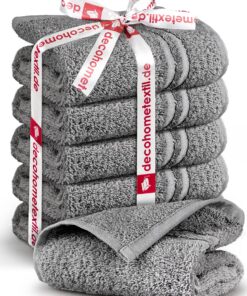 DecoHomeTextil Handtuch-Set Dunkelgrau 100% Baumwolle Hochwertig Kuschelweich Saugstark für Gäste im Badezimmer