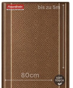 KARAT Premium Teppichläufer mit Rauten-Design - Modern für Küche, Flur & Wohnraum - 80 x 200 cm, Braun - Küchen- & Flurl