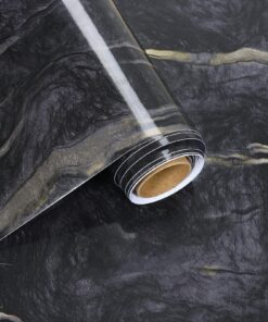 Selberklebende Marmoropti Schwarzer Granit Arbeitsplattefolie für Küche und Schränke 30x300cm | Glänzende Marmorfolie f