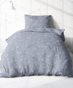 Träumschön Biber Bettwäsche Set 100% Baumwollflausch – Flauschige Winterbettwäsche Blau – Blumen Ranken Design – Bettbez