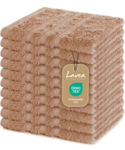 Lavea® Hochwertige Gästehandtücher 30x30 cm - Saugstark, Waschbar und Strapazierfähig - Cappuccino