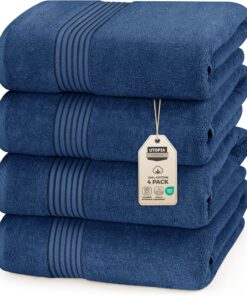 Utopia 4er-Pack Badetücher Marineblau, sehr saugfähig, 100% Premium Baumwolle