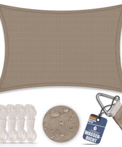 bonsport Sonnensegel Rechteck 2x4 m wasserdicht Taupe – UV-Schutz