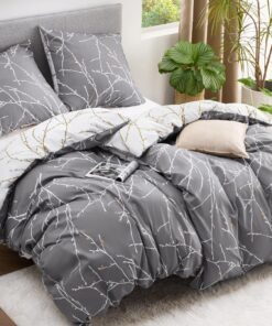 BEDSURE Bettwäsche 135x200 - ÖKO-TEX Wendebettwäsche 2er Set, Grau Muster BEDSURE Bettwäsche 135x200 - Wendebettwäsche m