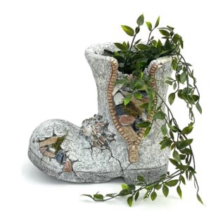 DanDiBo Wetterfesten Pflanztopf Stiefel Magnesia 32 cm Chefsicherheit Gartendeko