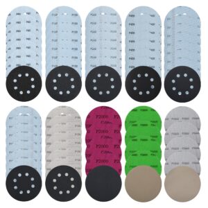 71 Stück Schleifpapier 125mm Klett Set, für 8 Loch Exzenterschleifer, ideal für Profis und Amateure