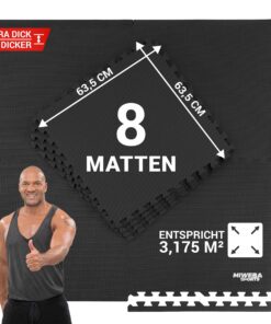 Miweba Sports Bodenschutzmatte BS100 – 18‑teilig (3,175 m²) Puzzlematte, rutschfest & stoßdämpfend