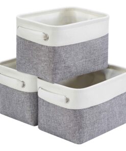 Mangata Kleine Canvas-Aufbewahrungsbox für Schränke und Regale - faltbar, grau-weiß, 3 Stück