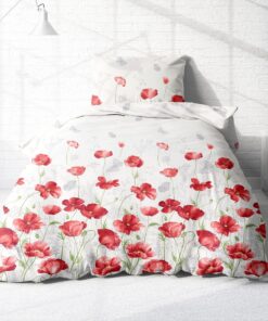 Träumschön Premium Bettwäsche 135x200 - Mohnblumen Design - Weich, Atmungsaktiv & Hautfreundlich - bügelfrei OEKO-TEX ST