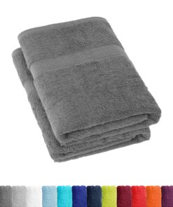 BaSaTex Duschtücher 70×140 cm, 2er Pack – 100% Baumwolle (Öko-Tex Made in Green) Frottee Badetücher Anthrazit