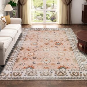 Xfrog Machine Waschbare TeppichVintage Flaschenrug für Wohnzimmer und BüroBlanc mit Non-Slip Fussbodenbekleidung für Küc