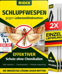 Ridix® Schlupfwespen gegen Lebensmittelmotten - biologische Lösung - frei von Chemie - Schlupfwespen 1 Lieferung mit 2 K