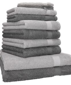 Betz Premium Handtuch-Set 10-teilig – 100% Baumwolle – Oeko-TEX® Zertifiziert – saugfähig & weich – 470g/m² – Anthrazit