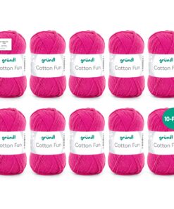 Gründl Wolle Cotton Fun - Häkelgarn für Anfänger - Pflegeleicht und hautfreundlich - 100% Baumwolle - 10 Knäuel 50 g / 1
