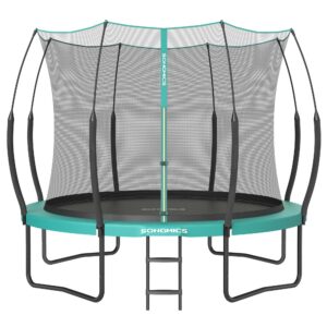 SONGMICS Federloses Trampolin für Kinder Outdoor, Sicherheitsnetz mit Reißverschluss, Glasfaserstangen, Ø 305 cm