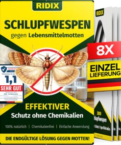 Ridix® Schlupfwespen gegen Lebensmittelmotten - Bio-Lösung ohne Chemie - Hochwirksam bei Lebensmitteln [1 Lieferung mit
