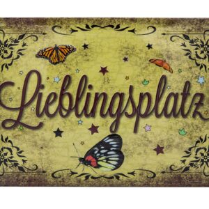 LIEBLINGSPLATZ hochwertig geprägtes Blechschild 30x20cm für Wandschild und Türschild mit Dekoration als Hauptmerkmale