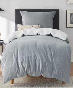 Bedsure Flauschige Bettwäsche 135x200 Grau - Warme Kuschel Waffelpique Winterbettwäsche für Einzelbett, 2 Stück OEKO-TEX