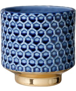 Bloomingville Home Retro Keramik Pflanz Gefäß Für Innen Deko Blumentopf M (12,5 cm Ø), Blau