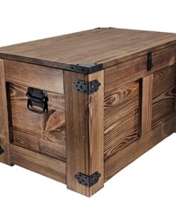 CREATIVE COOPER Rustikale Holztruhe Schatztruhe 77x49x45 cm Handarbeit Eco Wenge