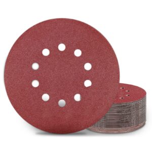 KONGMING P100 Körnung 25 Stück 225mm Klett Schleifpapier für Exzenterschleifer TrockenuseRot10Loch Rohingermassen