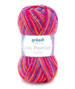 Gründl Lisa Premium color - Polyacryl Strick- & Häkelgarn, lila-pink-orange, 50 g / 133 m, Nadelstärke 3,5-4,5, Premium-