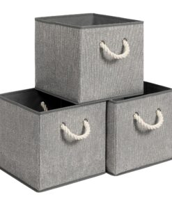 SONGMICS Aufbewahrungsboxen Set, Stoffboxen ohne Deckel, 30 x 30 x 30 cm, für Leinenoptik, grau RFB016G01 SONGMICS Stof