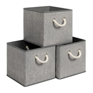 SONGMICS Aufbewahrungsboxen Set, Stoffboxen ohne Deckel, 30 x 30 x 30 cm, für Leinenoptik, grau RFB016G01 SONGMICS Stof