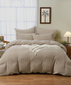 TOCOMOA Musselin Bettwäsche Baumwolle 6teilig, Beige,Oeko-TEX Bettbezug,Oeko-TEX STANDARD 100