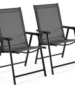 Yaheetech Belastbare Terrassenstühle 2er Set Schwarz
