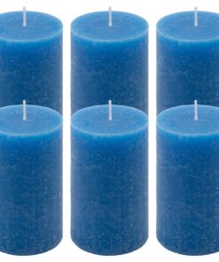 Rustik-Kerze blau 11,5 cm Hoch 6,8 cm Ø lang brennt 6 Stunden Dekoration Weihnachten Hochzeit (blau, 6)
