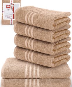 DecoHomeTextil Handtuch-Set 6-teilig (4×50×100 cm + 2×70×140 cm) Beige – 100% Baumwolle, kuschelweich & saugstark