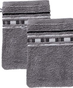 Erwin Müller Waschlappen/Waschhandschuh 2er-Pack – 16×21 cm, 500 g/m², Achern Grau/Natur, extra saugstark & schnell troc