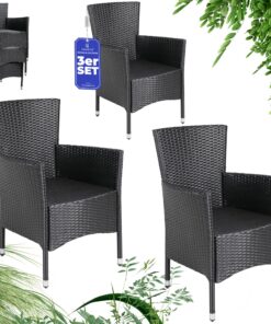 Casaria® Gartenstühle - Wetterfest und belastungsfähig für Garten, Terrasse und Balkon - Verstellbarer 3er Set Stapelbar