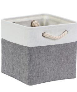 Mangata 25x25x25 cm Aufbewahrungsbox Stoff Grau Weiß für Schrank und Regal (Faltbar, 1er Pack)