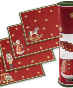 Villeroy & Boch Toy's Delight Jubiläums-Set Gobelin Platzset 4-teilig Bunt, Weihnachtsmotiv, Platzset für 4 Personen