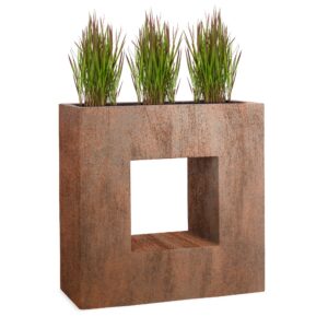 Pflanzwerk® Frostbeständiger Blumenkübel Rost Braun 66x66x28cm UV-Schutz Qualitätsware