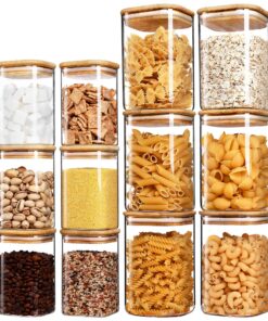 Vtopmart Vorratsgläser Mit Holzdeckel 12er Set 1200ml x6 + 600ml x6 - Ideal zur Spaghetti Aufbewahrung