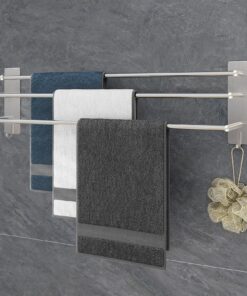 Vista selfklebende Handtuchhalter Silber 3 Stangen Bad sûr Badezimmer Deko mit Zwei Haken