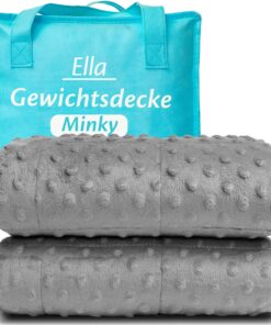 Ella Gewichtsdecke Kinder 3,2 kg 100x150 cm - Therapiedecke und Stressabbau für Kinder bis 40 kg - Grau Minky