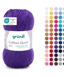 Gründl Wolle Cotton Quick - dünne Wolle zum Häkeln - Glänzend und hautfreundlich - 100% Baumwolle - 1 Knäuel 50 g / 125