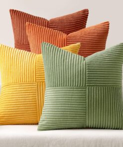 MIULEE Sofakissenbezug 4er Set OrangeGrün Patchwork Weissichtbar Modern Wohnzimmer | MIULEE Unsichtbar Reißverschluss K